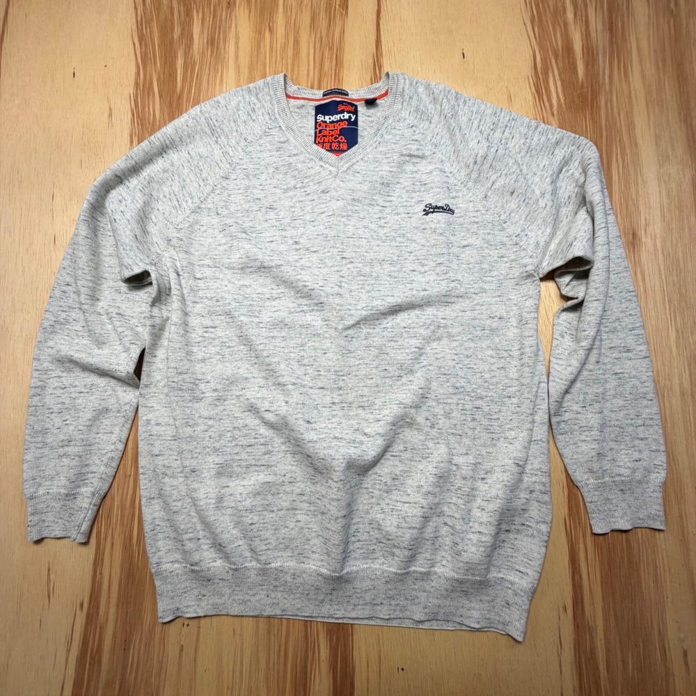 Superdry‎ Orange Label XX-Large V-Neck Knit Sweater Light Grey